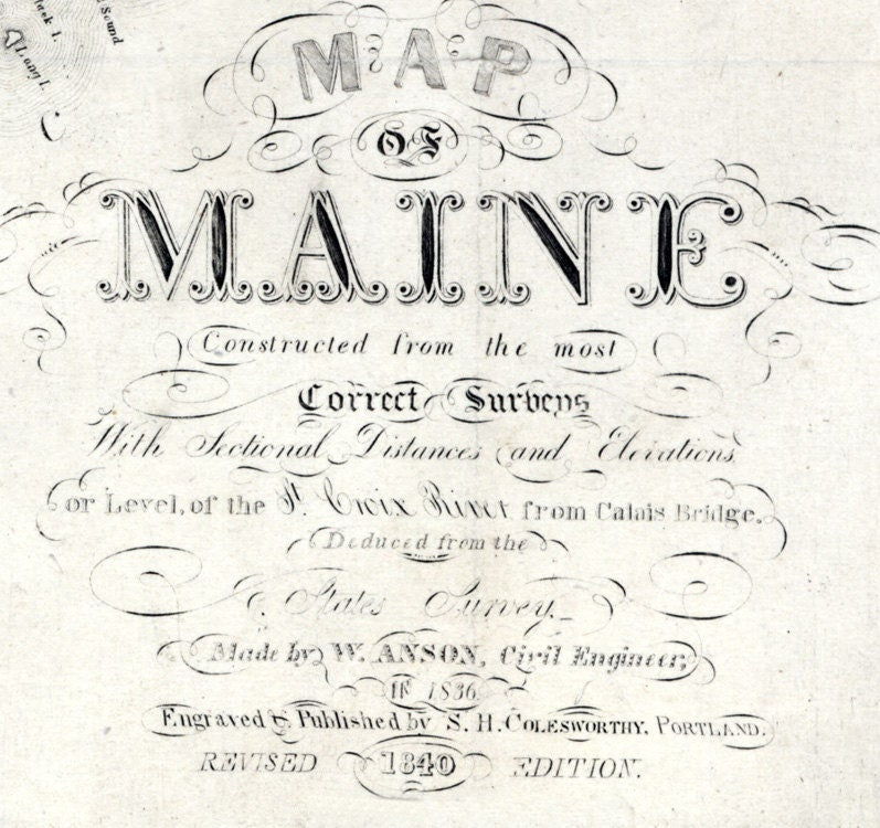 1840 Map of the State of Maine Colesworthy