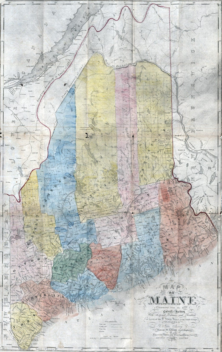 1843 Map of the State of Maine