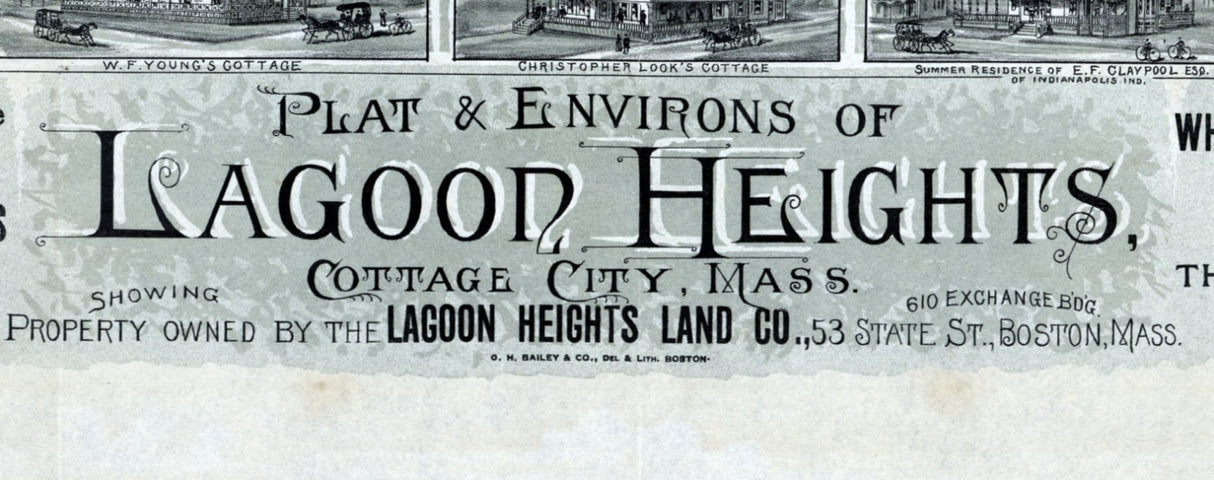 1880 Map of Lagoon Heights Cottage City Massachusetts