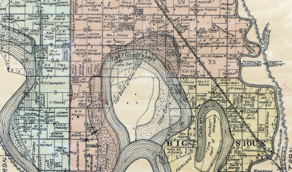1892 Map of Union County South Dakota Big Sioux