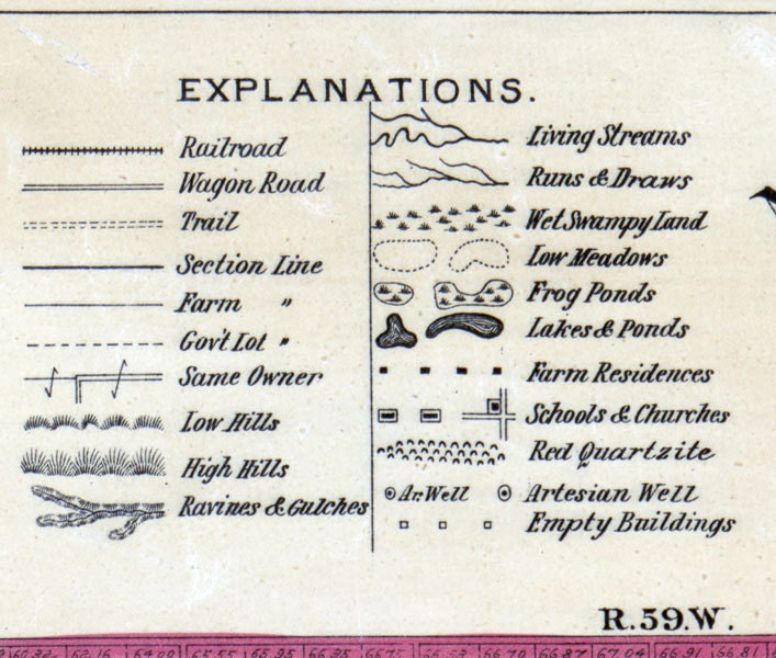 1893 Map of Hanson County South Dakota Alexandria