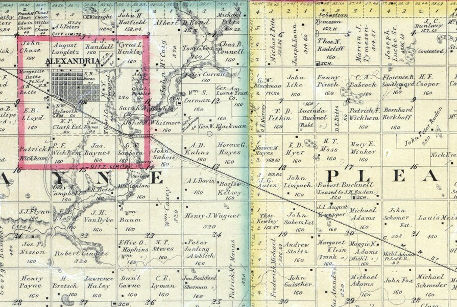1893 Map of Hanson County South Dakota Alexandria