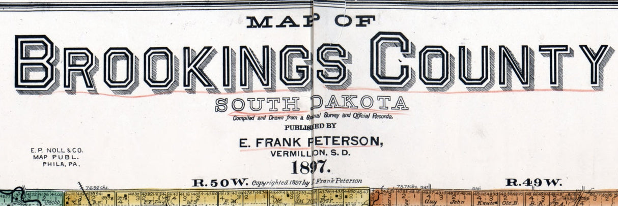 1897 Map of Brookings County South Dakota