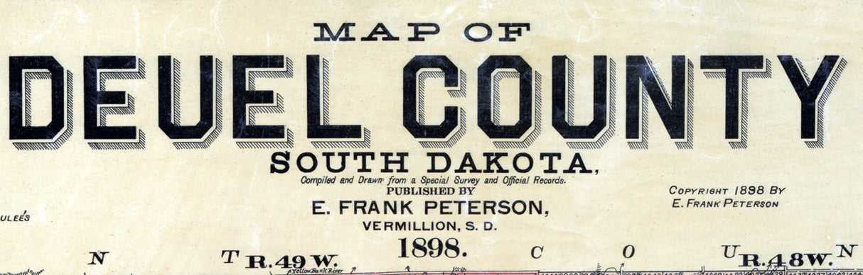 1899 Map of Deuel County South Dakota Clear Lake