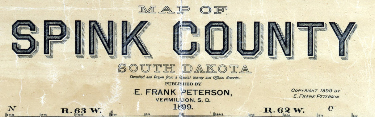 1899 Map of Spink County South Dakota Ashton