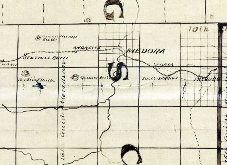 1897 Map of Stark Billings and part of Mercer County North Dakota