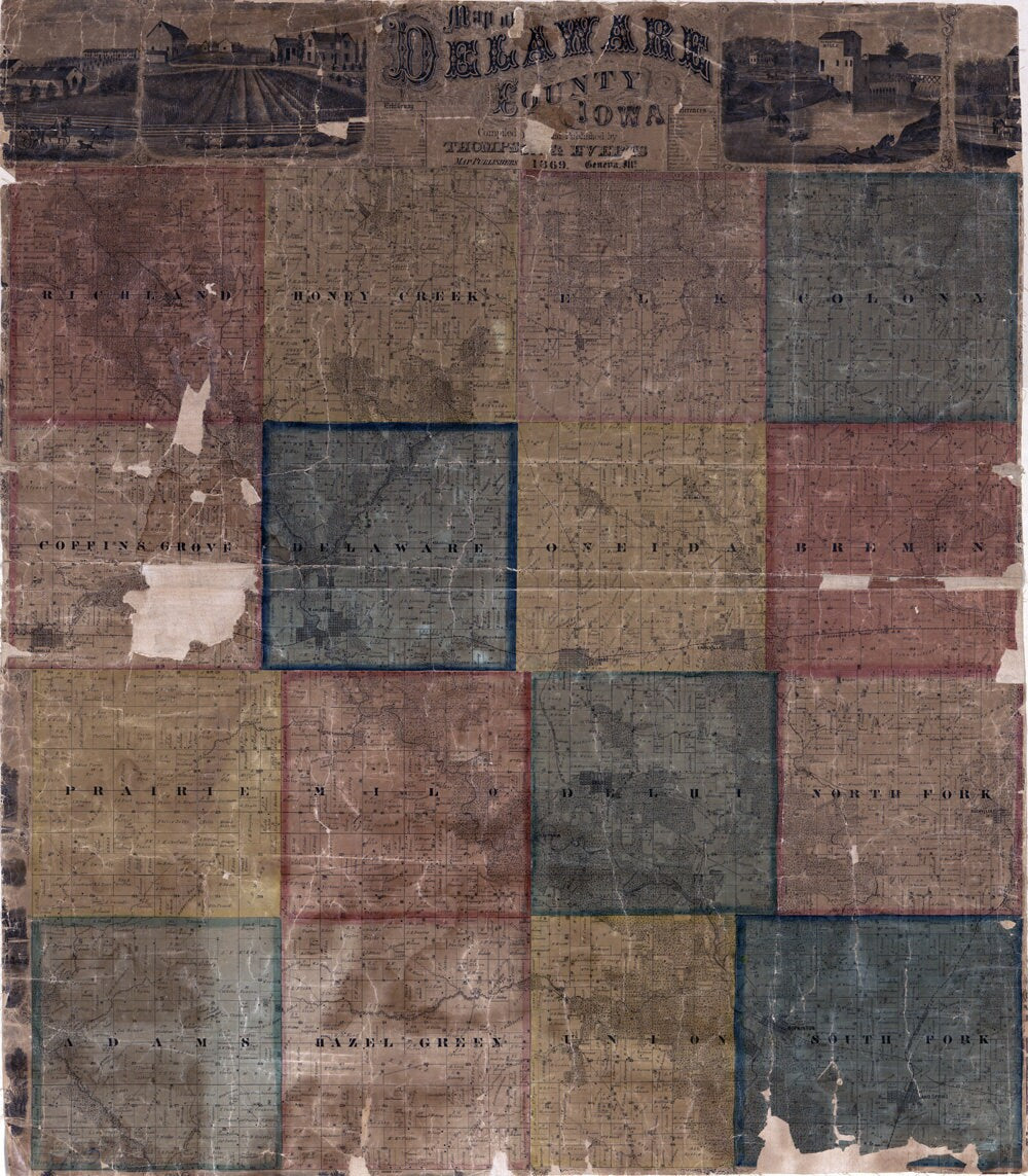 1869 Map of Delaware County Iowa