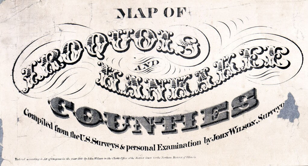 1860 Map of Iroquois and Kankakee County Illinois