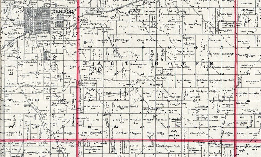 1898 Map of Crawford County Iowa Denison