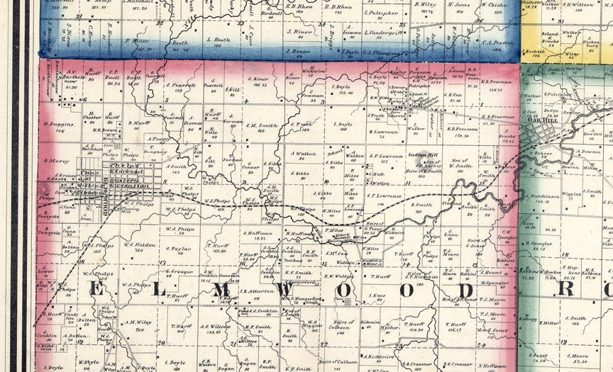 1861 Farm Line Map of Peoria County Illinois
