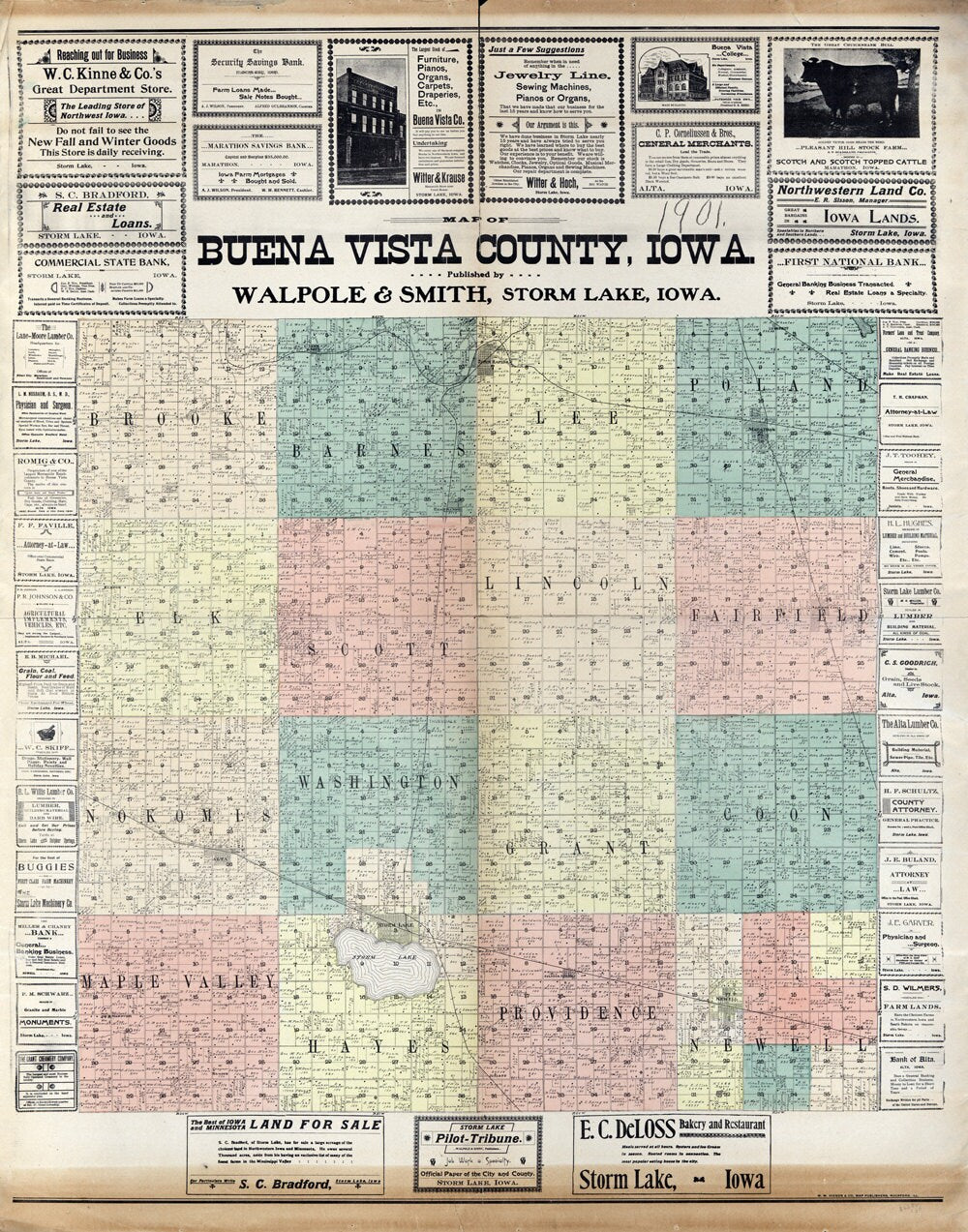 1901 Map of Buena Vista County Iowa