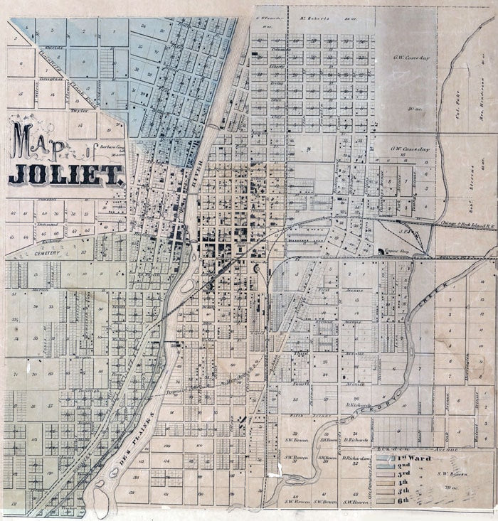 1864 Map of Joliet Will County Illinois