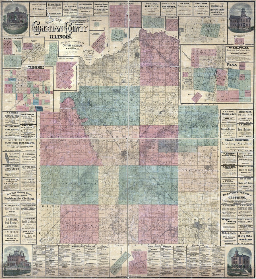 1877 Map of Christian County Illinois
