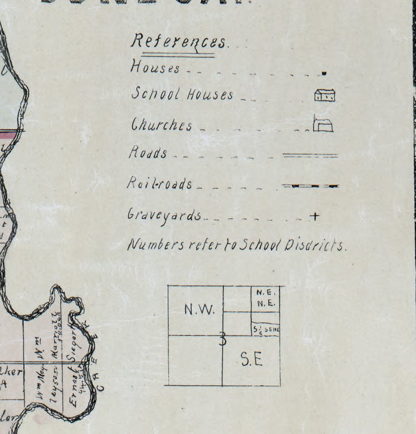 1891 Farm Line Map of Edwards County Illinois Albion