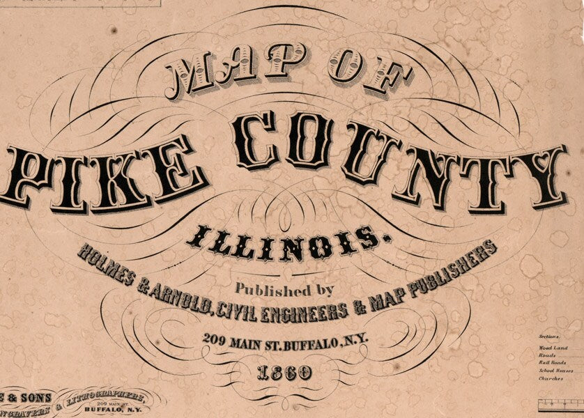 1860 Map of Pike County Illinois Pittsfield