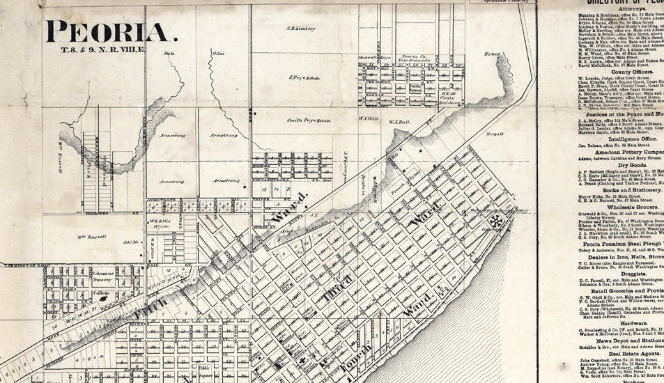 1861 Farm Line Map of Peoria County Illinois