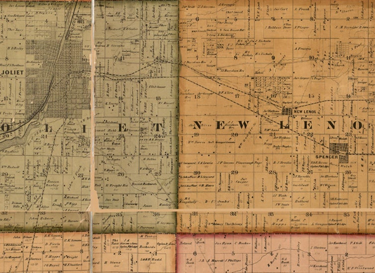 1864 Farm Line Map of Will County Illinois