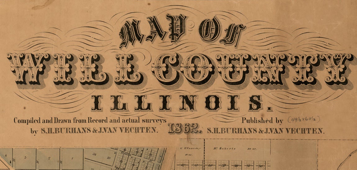1864 Farm Line Map of Will County Illinois