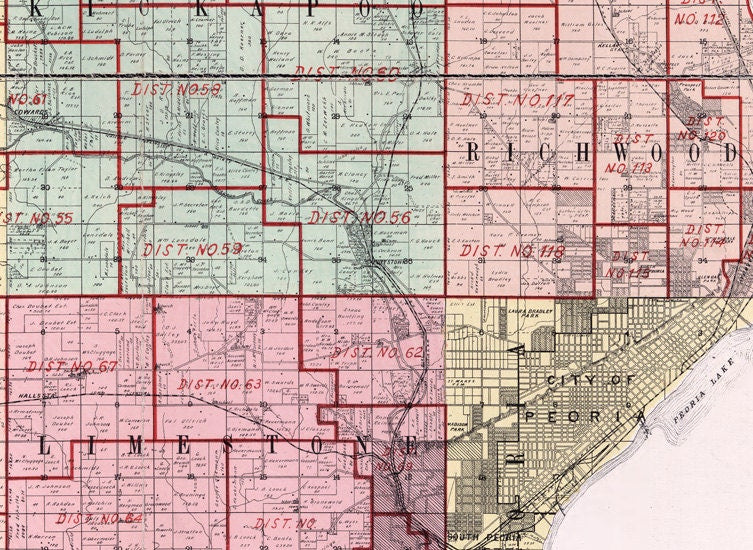 1904 Farm Line Map of Peoria County Illinois