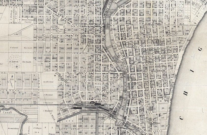 1858 Map of Milwaukee Wisconsin