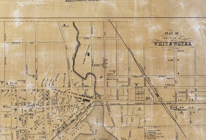 1857 Map of Walworth County Wisconsin Whitewater