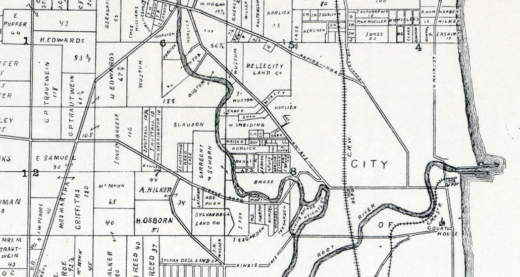 1893 Map of Racine County Wisconsin East Side of County
