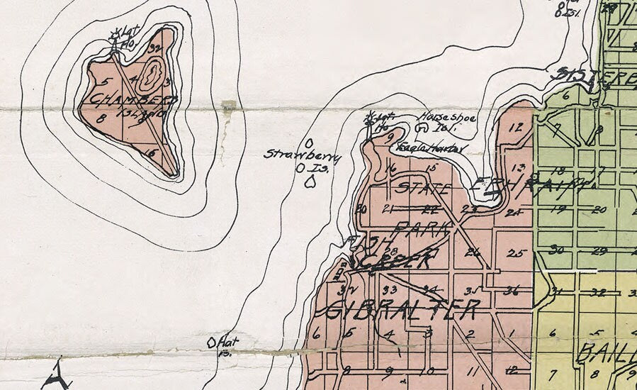 1914 Map of Door County Wisconsin Sturgeon