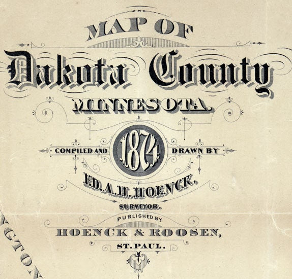 1874 Farm Line Map of Dakota County Minnesota Hastings St Paul