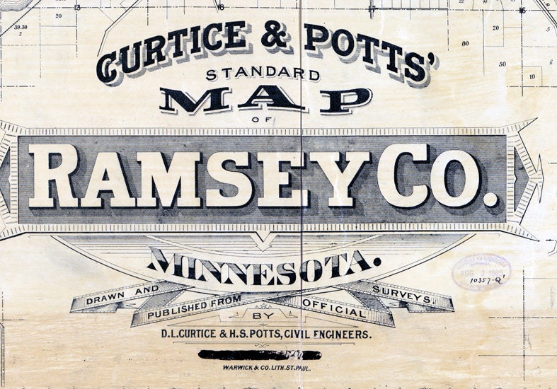 1885 Farm Line Map of Ramsey County Minnesota St Paul