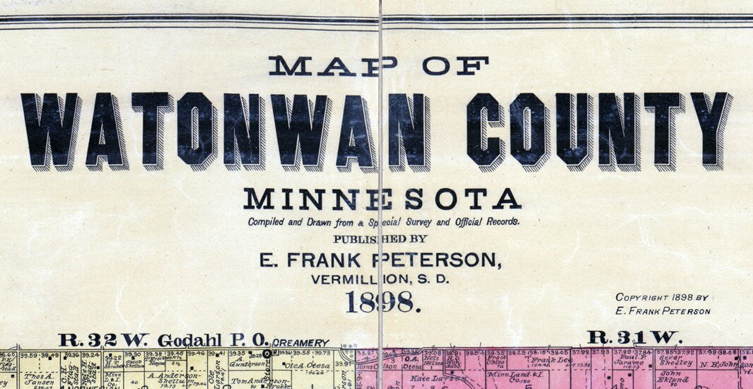 1898 Farm Line Map of Watonwan County Minnesota