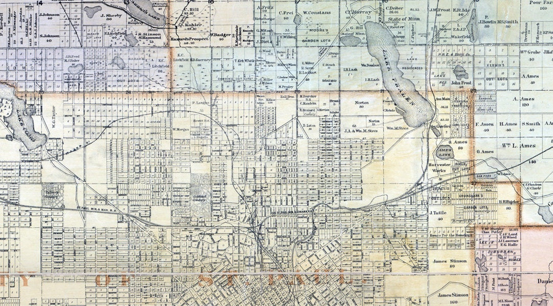 1885 Farm Line Map of Ramsey County Minnesota St Paul