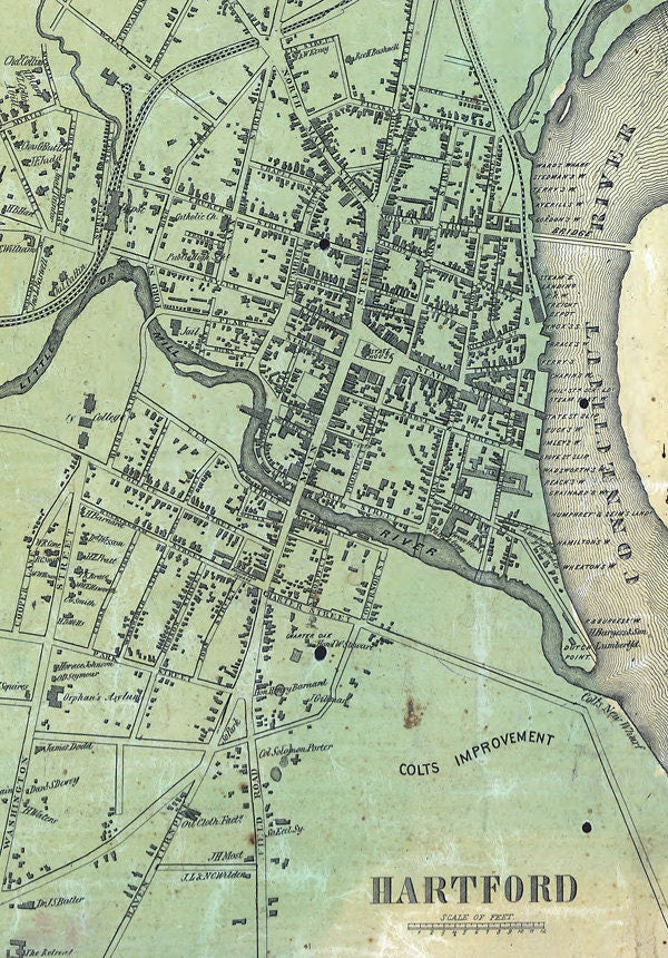 1855 Map of Hartford County Connecticut Genealogy