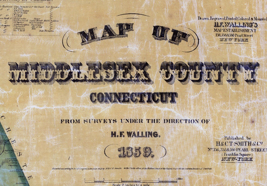 1859 Map of Middlesex County Connecticut Genealogy