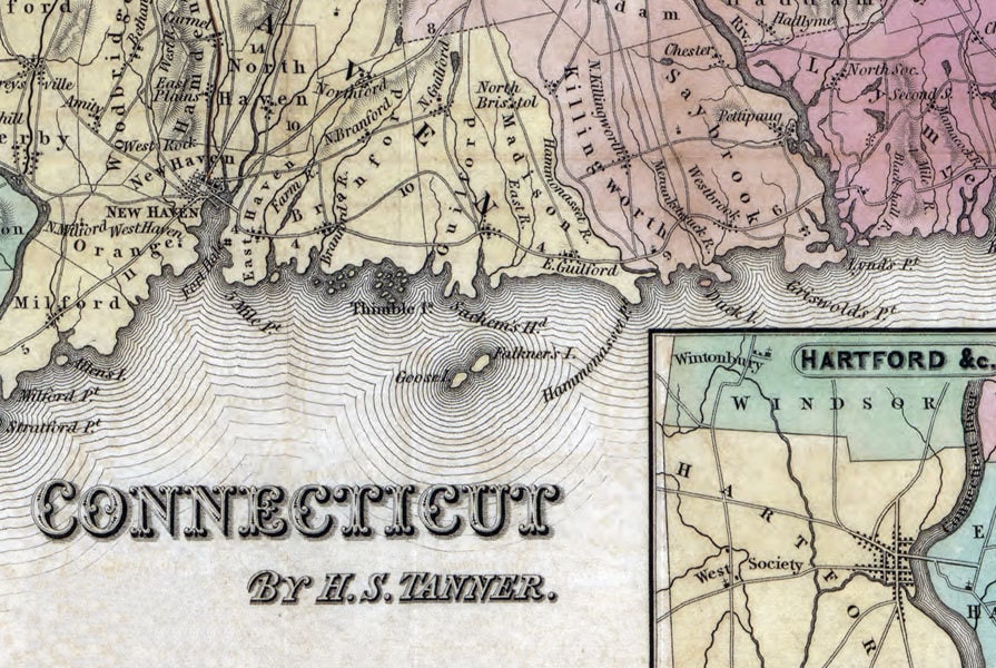 1834 Map of the State of Connecticut