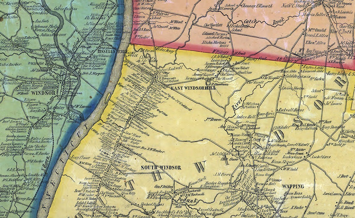 1855 Map of Hartford County Connecticut Genealogy