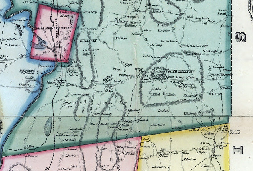 1856 Map of Windham County Connecticut