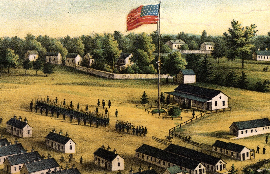 1864 Aerial Map of Cival War Parole Camp Annapolis Maryland