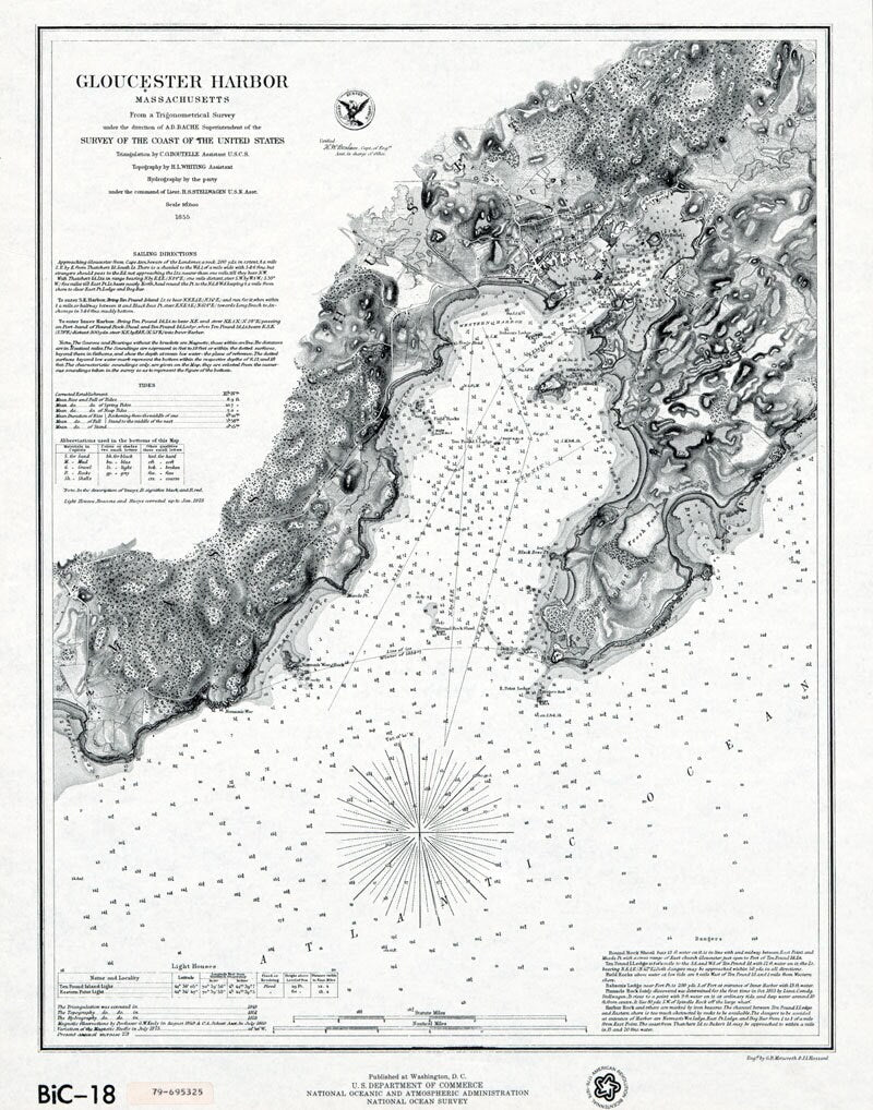 1855 Map of Gloucester Harbor Massachusetts