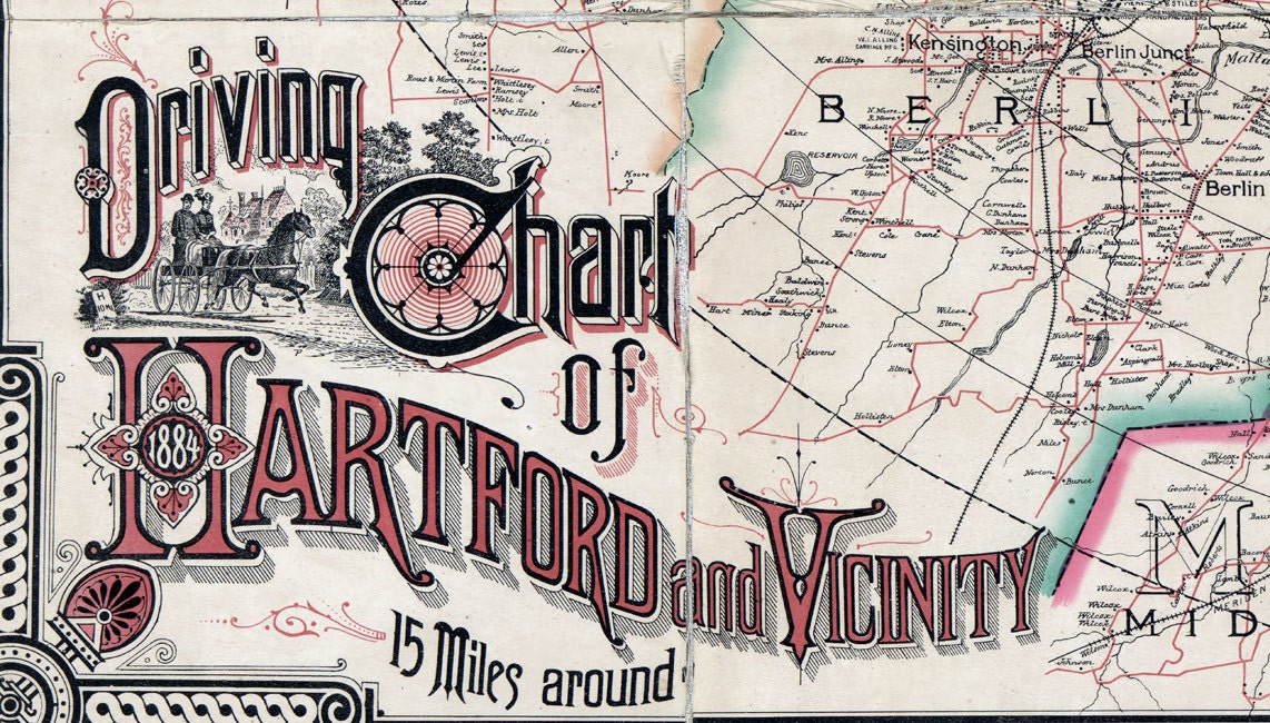 1884 Map of Hartford Region Connecticut