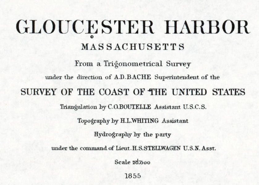 1855 Map of Gloucester Harbor Massachusetts