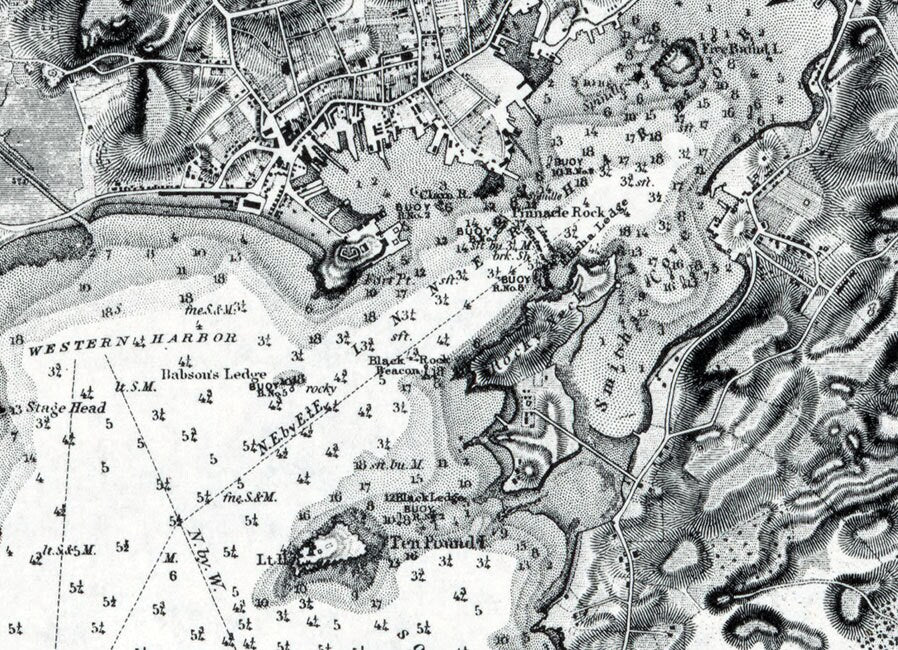 1855 Map of Gloucester Harbor Massachusetts