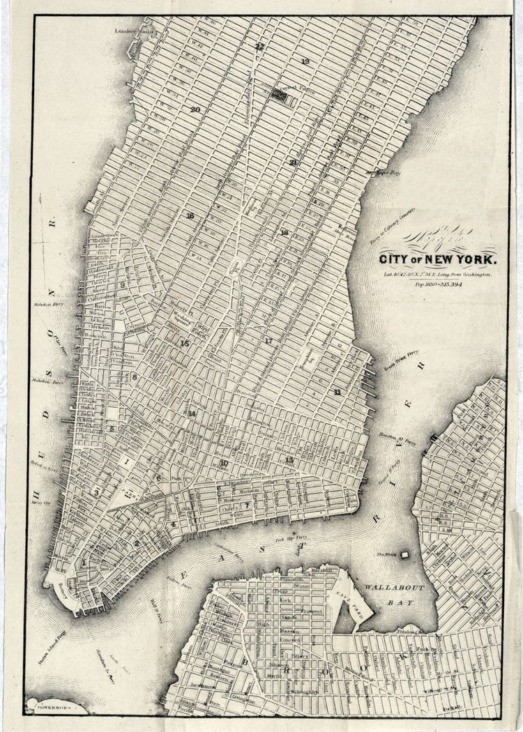 1860 Map of New York City & Brooklyn