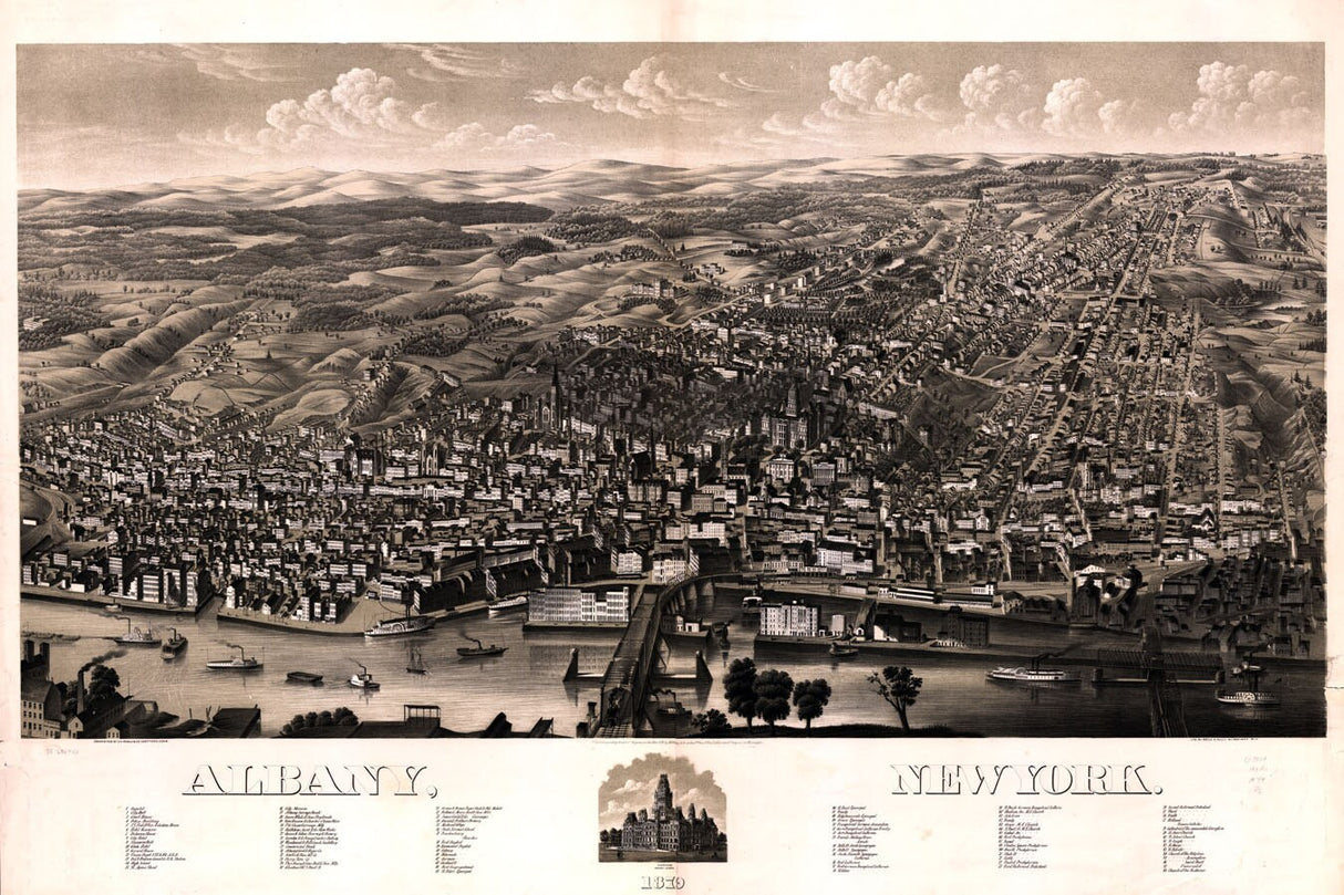 1879 Panoramic Map of Albany New York