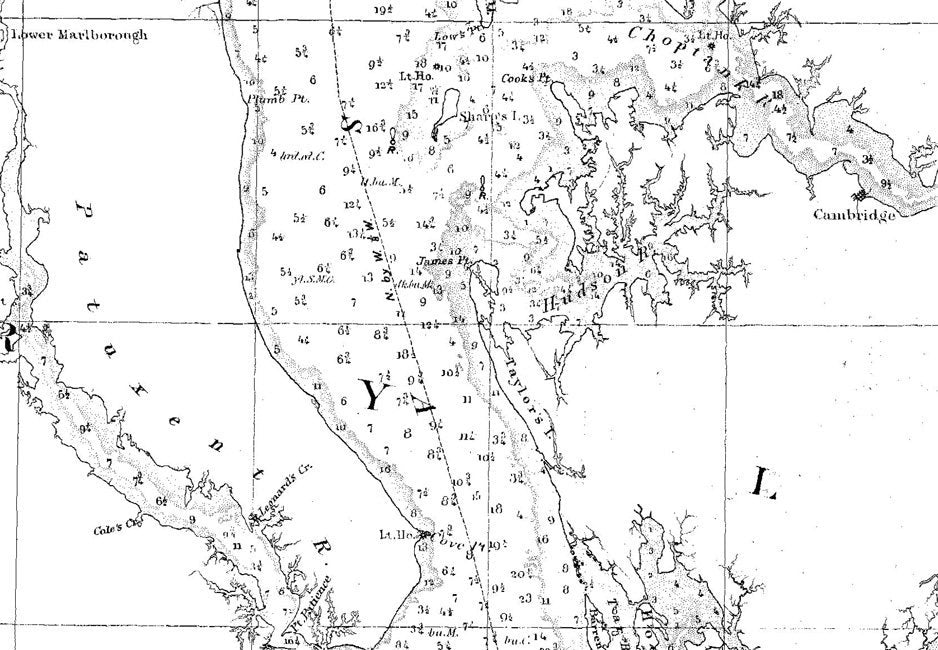 1855 Nautical Chart Map of the Chesapeake and Delaware Bays