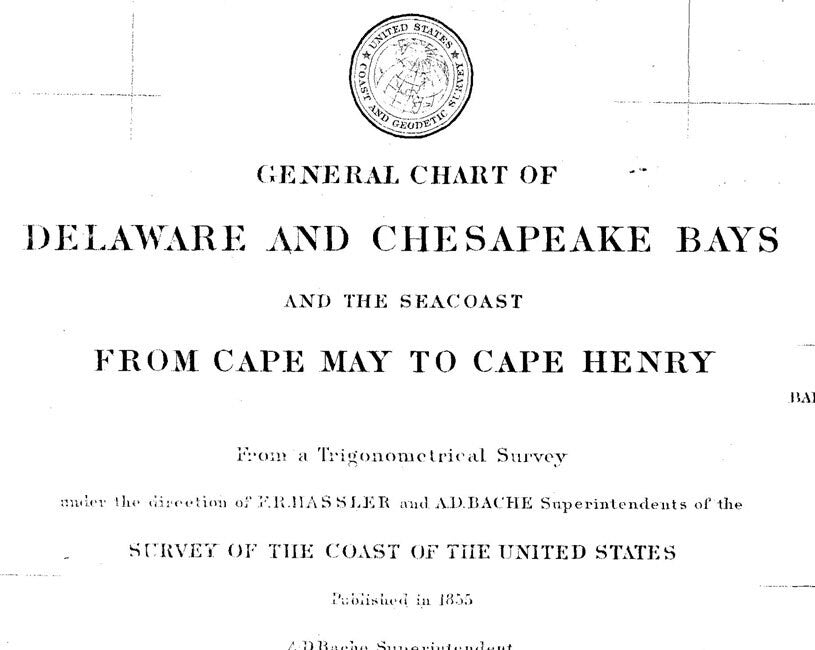 1855 Nautical Chart Map of the Chesapeake and Delaware Bays