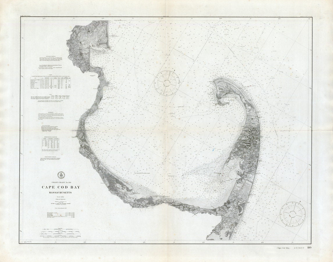 1910 Nautical Chart Map of Cape Cod Bay Massachusetts