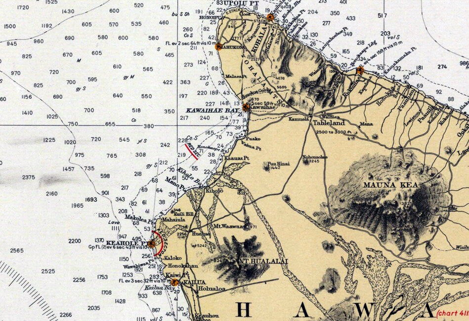 1935 Nautical Map of the Hawaiian Islands
