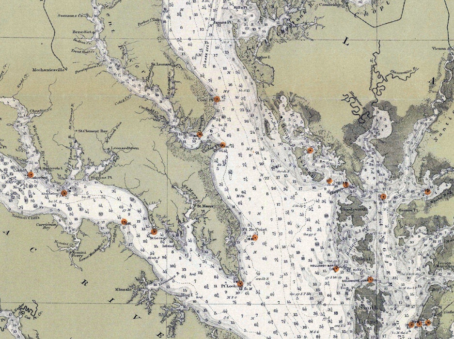 1912 Nautical Chart of the Delaware and Chesapeake Bay