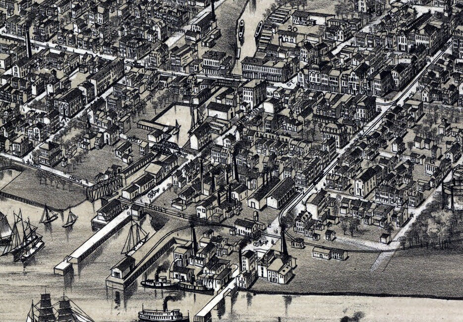 1885 Panoramic Map of Chester Pennsylvania