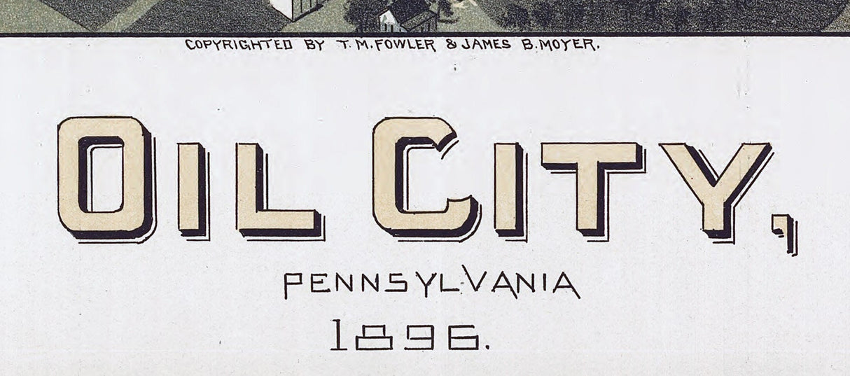 1896 Panoramic Map of Oil City Pennsylvania